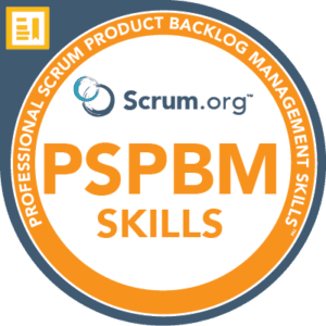 A badge for scrum. Org with the words pspbm skills